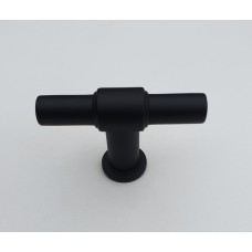 T knop cilindrisch, zwart mat, 55mm breed