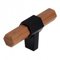 houten T-knop zwart mat/donker walnoot