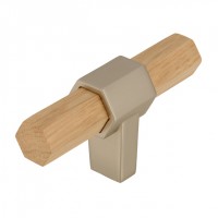 houten T-knop rvs mat/licht eiken 180mm (boormaat 160mm)