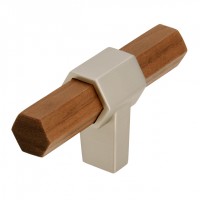 houten T-knop rvs mat/donker walnoot